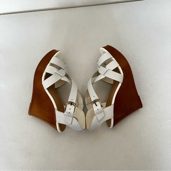 Cathy Jean Brazil White Wedge Sandals Platform Size 6 heel 4" Lightweight - Picture 6 of 11